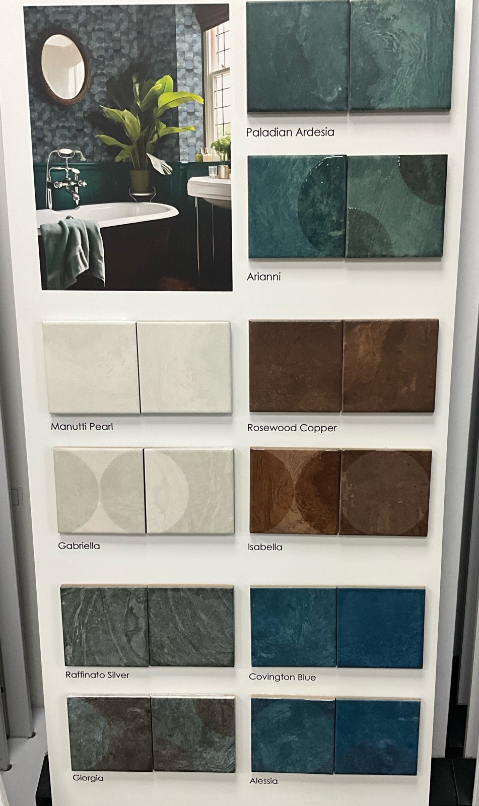 petit carreaux de ciment de plusieurs couleurs bleu vert marron blanc