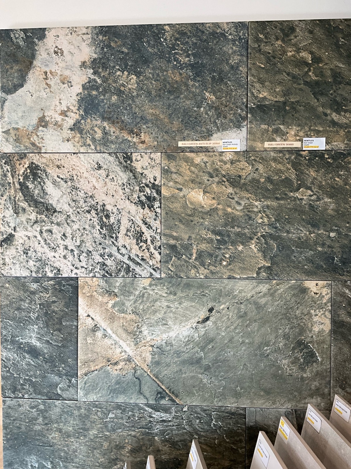 Carrelage effet Bali vert beige pour murs extérieurs ou piscine devis gratuit et pose 76190 Barentin- TK Carrelage