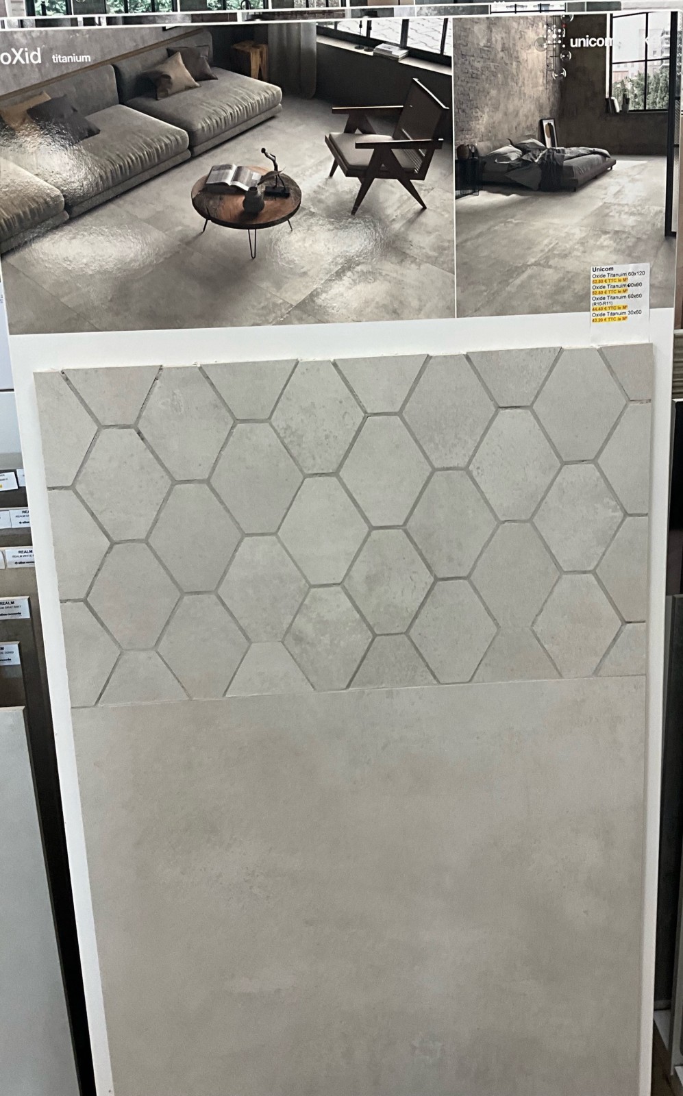 Acheter Carrelage sol intérieur effet ciment pour pièce de vie, cuisine avec devis et pose magasin de carrelage sur Yvetot- Barentin TK Carrelage