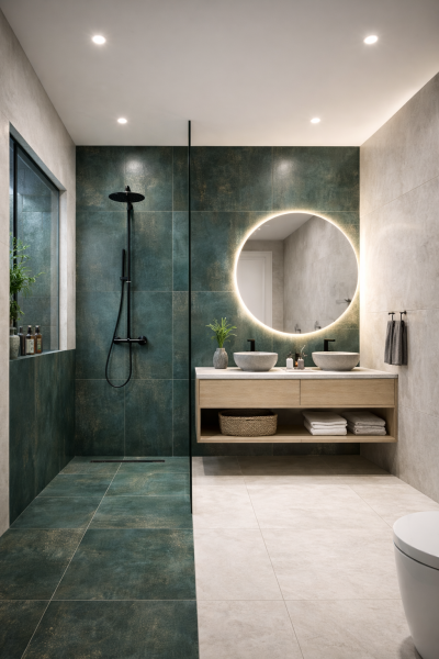 Carrelage bleu mat avec effet rouillé brillant en 60x120 en magasin de carrelage à Yvetot- TK Carrelage