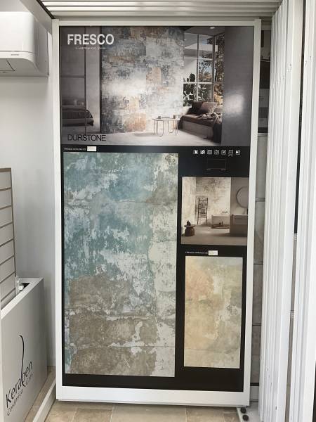 Carrelage en 60x120 effet aquarelle bleu et beige pour murs de salle de bain à commander en magasin proche de Rouen-TK Carrelage