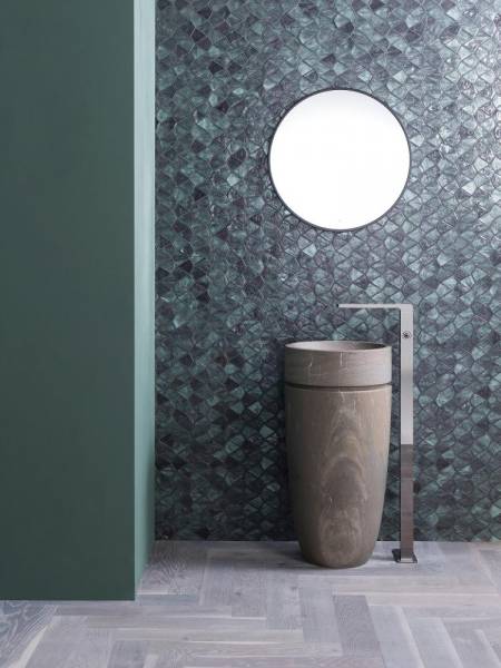 Vente de mosaïques mix, en pierre, en aluminium et en verre dans votre showroom